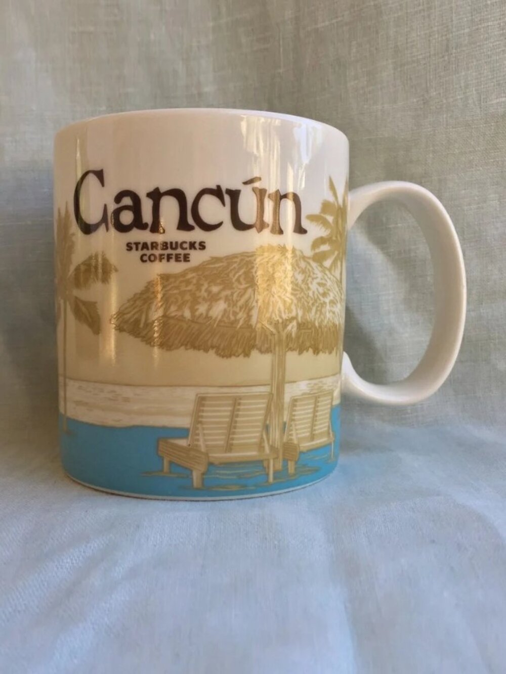 Starbucks Global Icon Cancun Mexico beach scene collector's 16 oz. mug